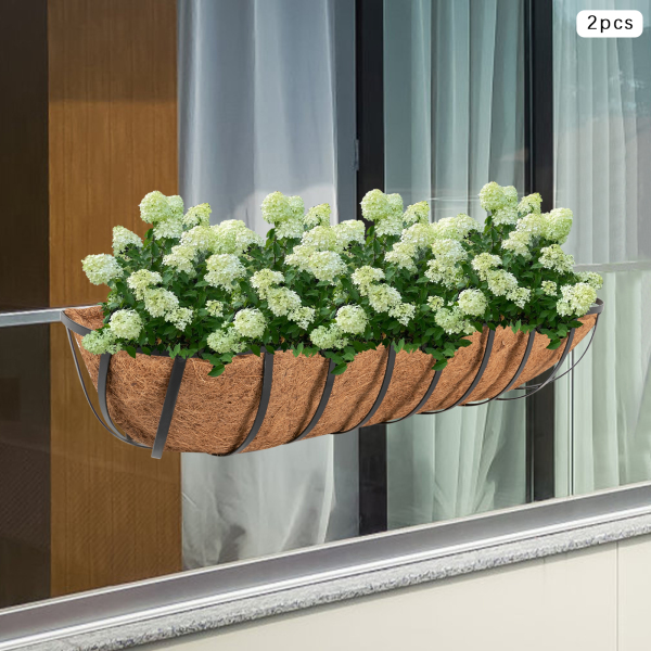 Hanging Flower Planter, Flower Boxes for Deck Railings, Window Railing Plant Boxes - Vertical Clauses