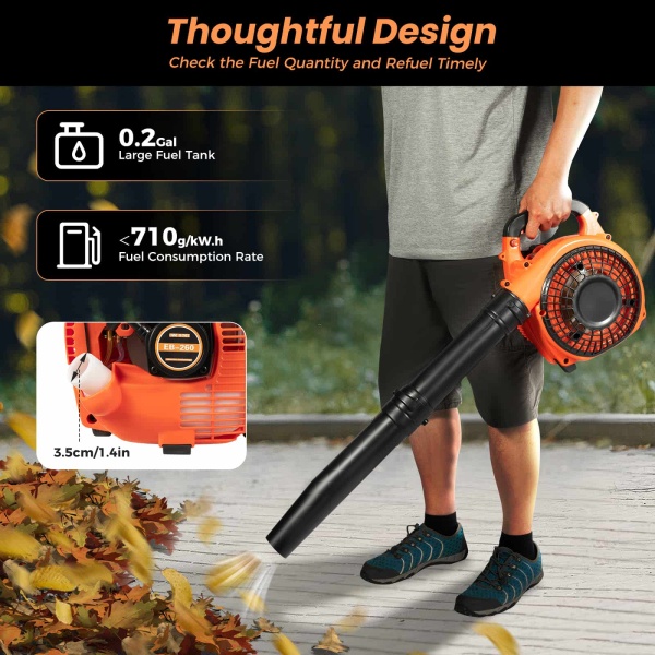 CNCEST 25.4CC 2-Stroke Gas Handheld Leaf Blower 7500 RPM Powered Grass Yard Cleaning Leaf Blower