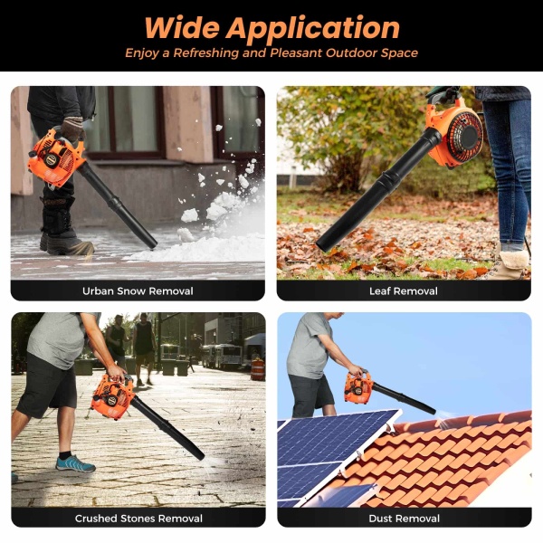 CNCEST 25.4CC 2-Stroke Gas Handheld Leaf Blower 7500 RPM Powered Grass Yard Cleaning Leaf Blower