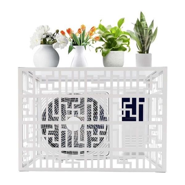 100*70*50cm Air Conditioner Fence, Metal Privacy Fence Cover, Privacy Fence Panels（White Cross-Hatched Pattern）