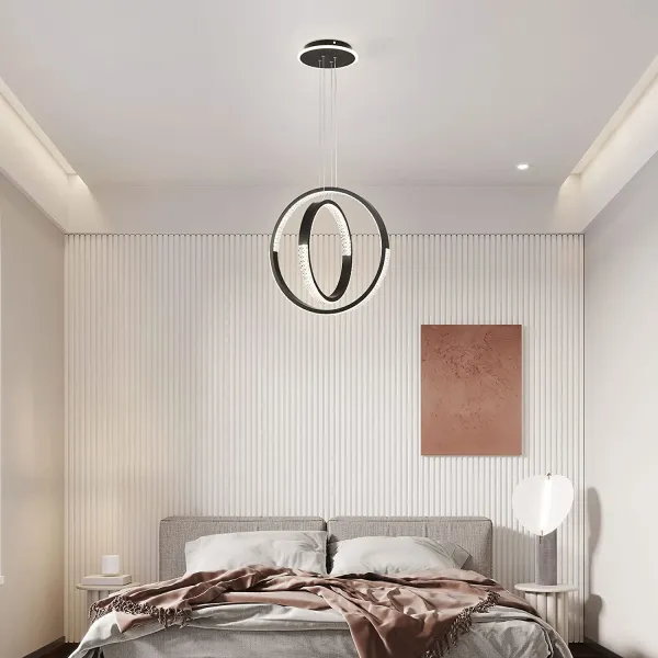 LED Chandeliers Modern Pendant Light, Adjustable Two Rings Dimmable Acrylic Chandelier Lighting