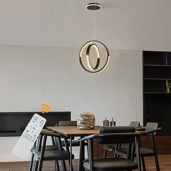 LED Chandeliers Modern Pendant Light, Adjustable Two Rings Dimmable Acrylic Chandelier Lighting