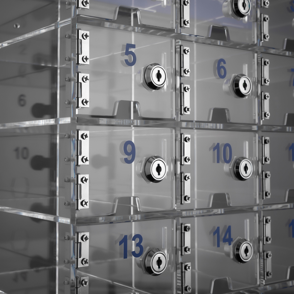 Cell Phone Lock Box, Wall-Mounted Acrylic Cell Phones Storage Cabinet